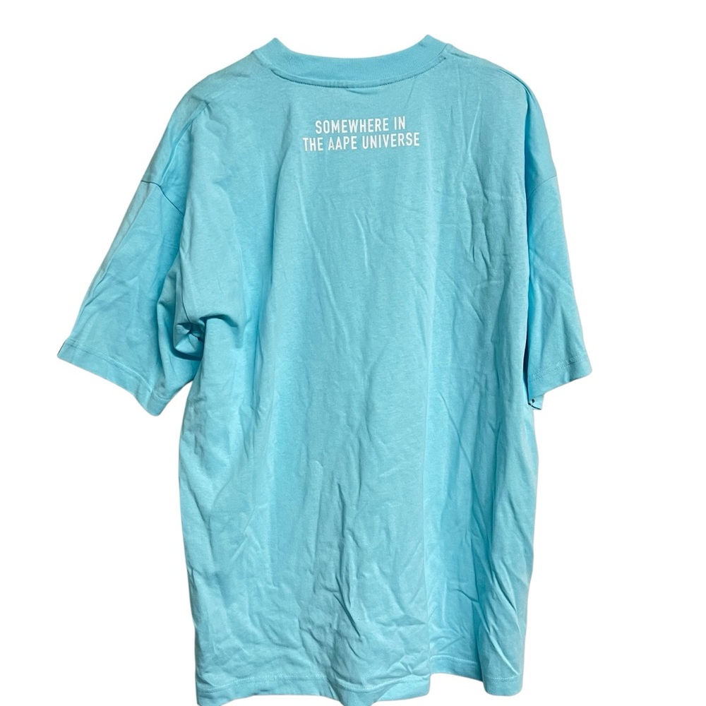 New Mens Aape by A Bathing Ape Logo Appliqué Cotton Light Blue T-shirt - Picture 4 of 8